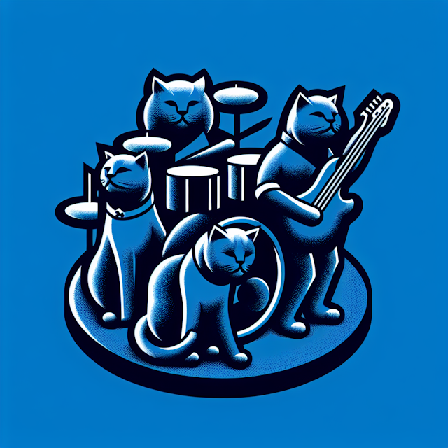 imagine 3d depiction music band appeals cat lovers band seemingly levitating reflect grunge its design primary elements de...