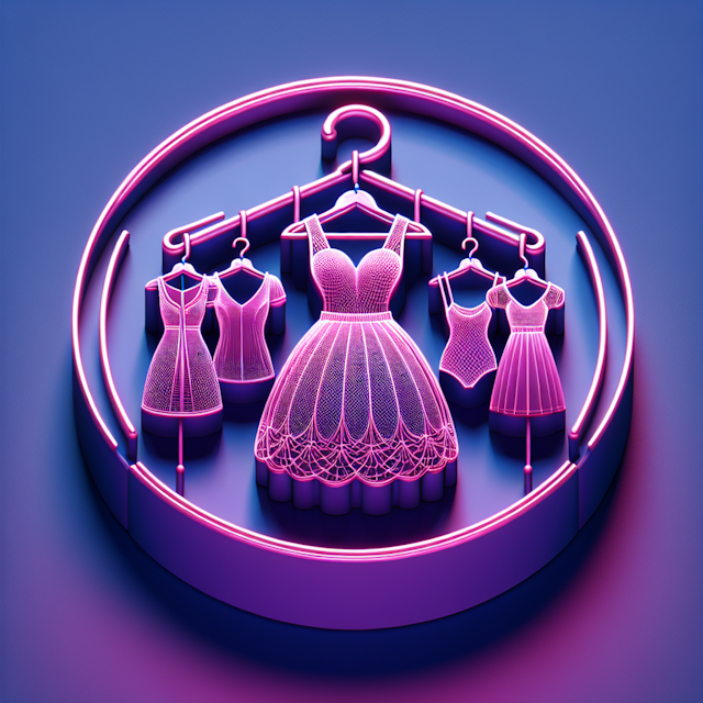 design high-tech realistic 3d logo blue-violet logo will feature beautifully designed dresses hangers representing thrift ...