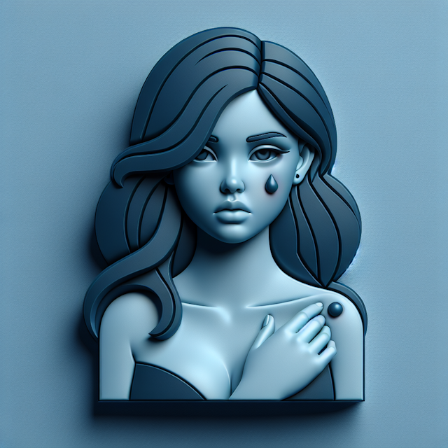 modern 3d logo featuring beautiful caucasian girl fever blister logo have medium slate blue color dark blue primary elemen...