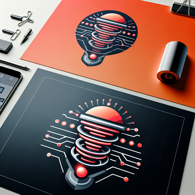 high-tech design logo featuring redlight therapy logo 3d appear levitating color orange-red while primary elements are col...