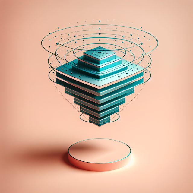 sophisticated high-tech logo 3d levitating design color gentle pink primary elements design have turquoise color there pre...