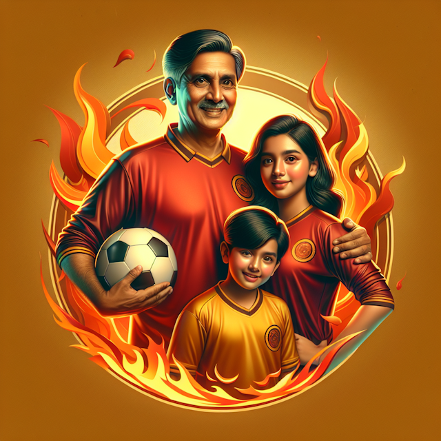 realistic 3d featuring middle-aged south asian man also known as 'dada' his son daughter all three family members are wear...