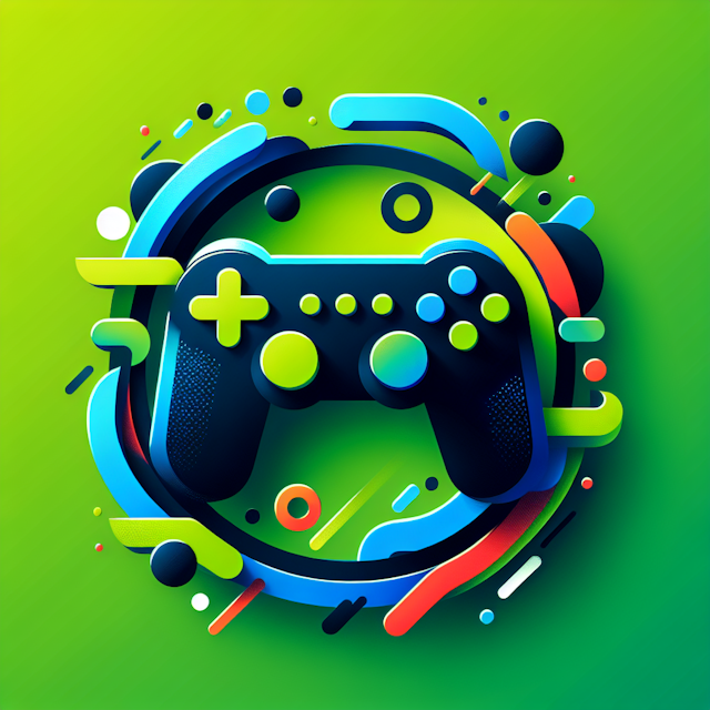 realistic 3d inspired by concept gaming design abstract featuring vibrant contemporary elements color bright green while p...