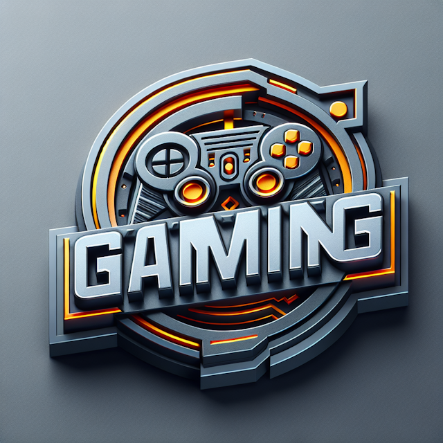 visually stimulating realistic 3d logo gaming channel design exude high-tech vibe slate gray as base primary elements must...