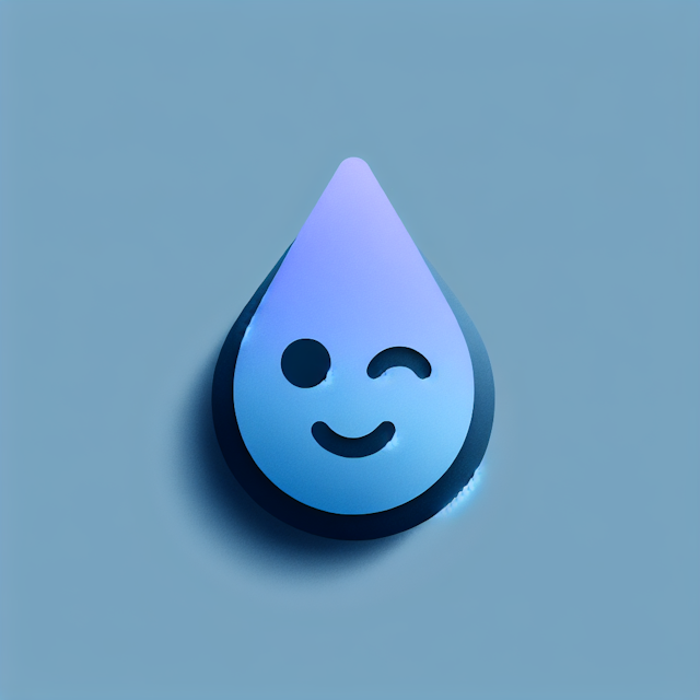 design interprets minimalist logo featuring 3d smiley wink face resembles drop water color medium slate blue while primary...