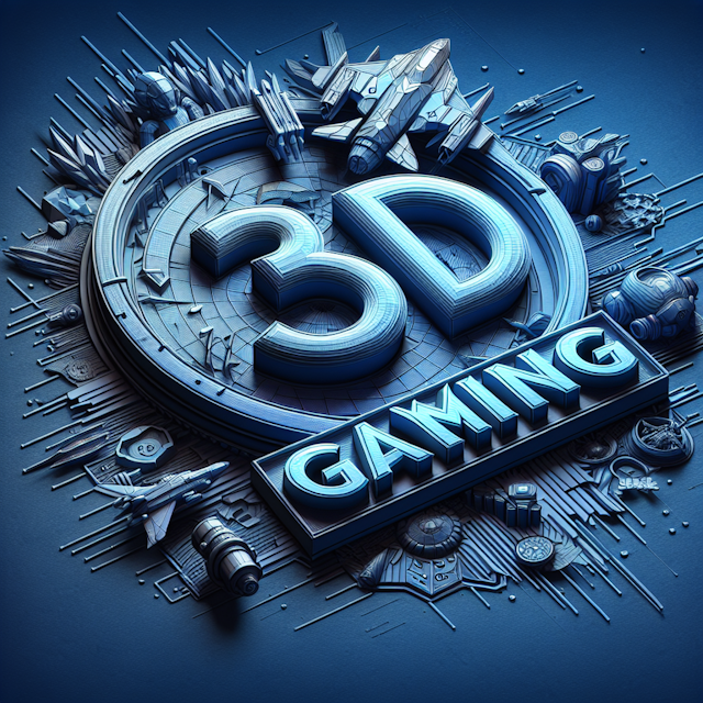 realistic 3d gaming logo it medium slate blue primary elements logo depicted science-fiction design coloured blue-violet p...