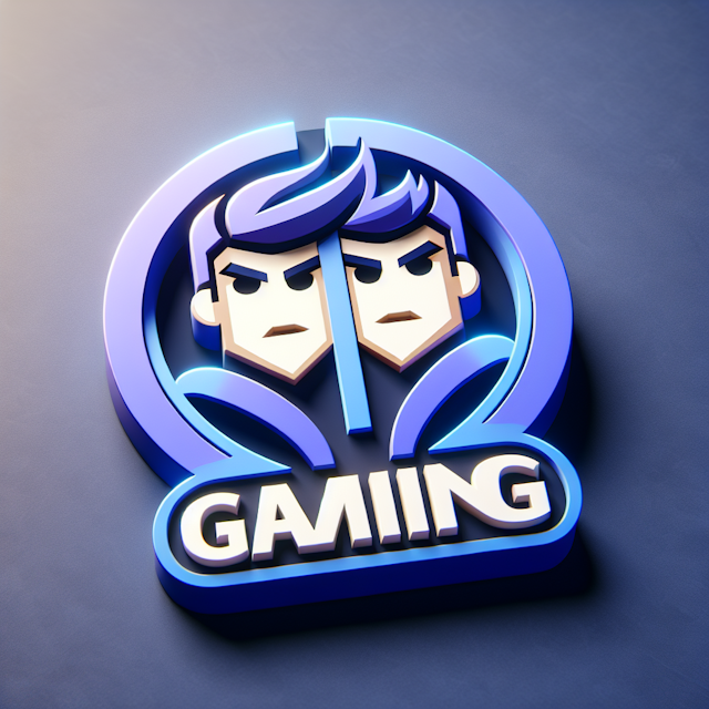 realistic 3d illustration gaming logo distinctive design featuring concept two characters (representing twins) design have...