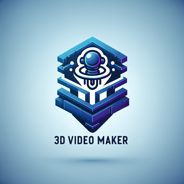 imagine logo features levitating 3d video maker theme design exude high-tech aesthetic color logo medium slate blue primar...