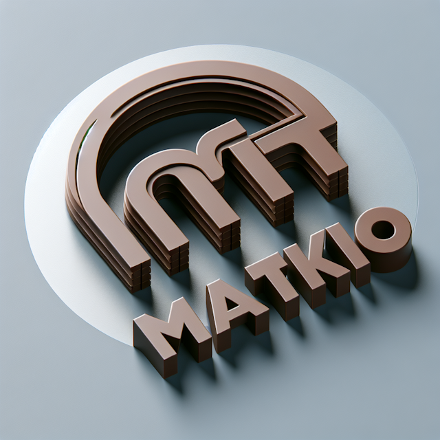 realistic 3d logo featuring word 'matiko' main focus letters 'm' 't' logo reflect modern design aesthetic color logo slate...