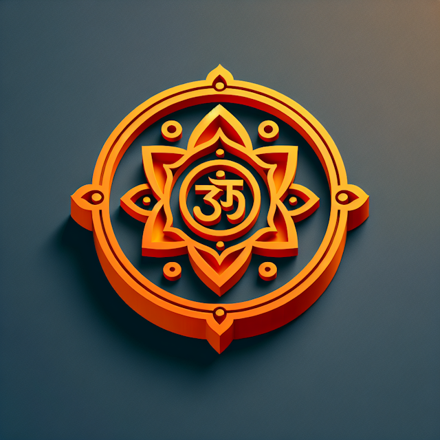 3d logo representing yantra mantra tantra designed vibrant orange color slate gray style logo cartoonish logo levitating d...