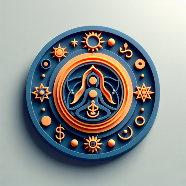 medium slate blue 3d logo related kalika devi yantra mantra tantra logo have modern design aesthetic use vibrant orange pr...