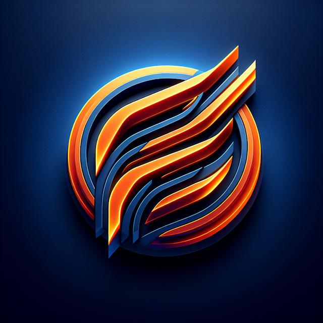 realistic 3d logo futuristic design logo rich deep blue while primary elements boast energetic vibrant orange please note ...