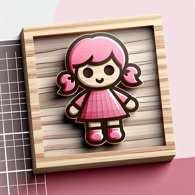 transparent 3d logo featuring doll intended kids logo encapsulate cartoonish design aesthetic color burlywood while primar...