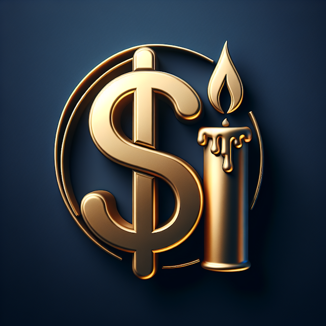 detailed realistic 3d logo generic trading company design dollar sign candle symbolizing financial markets trading blended...