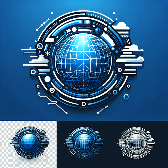 high-tech 3d logo design featuring deep blue color deep blue primary elements logo transparent style do not include any or...