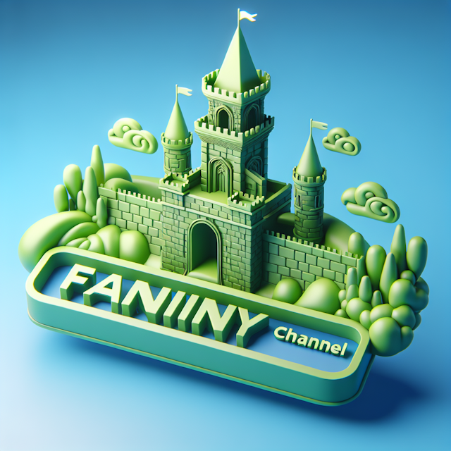 3d rendering fantasy-style logo funny channel featuring floating depiction historical place such as castle or ancient monu...