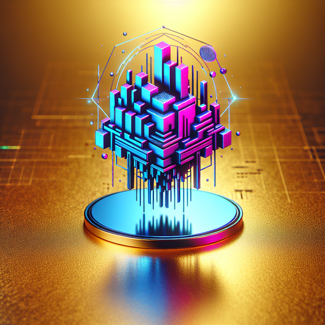 visualize 3d logo levitating shiny gold backdrop design take inspiration colors elements cyberpunk aesthetic main features...