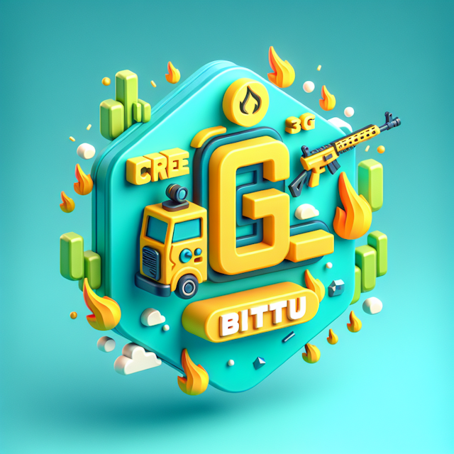 playful realistic 3d logo gaming channel focused free fire logo have turquoise color light yellow as color its primary ele...