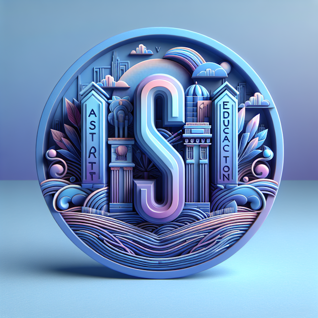 3d realistic art deco style logo 'asy art education' logo's design primarily incorporate elements are synonymous art educa...