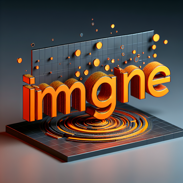 generate futuristic high-tech featuring word "imagin" vibrant orange color lowercase letters appearing three-dimensionally...