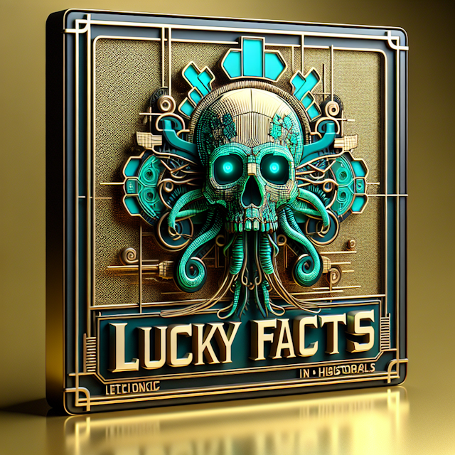 realistic 3d merges elements horror historical facts focus high-tech logo design gold turquoise as primary color main elem...