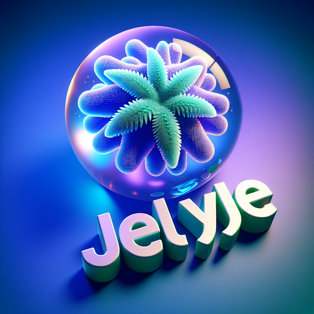 3-dimensional logo featuring fluffy jelly-assimilated entity shaped cannabis seed design embrace futuristic aesthetic blue...