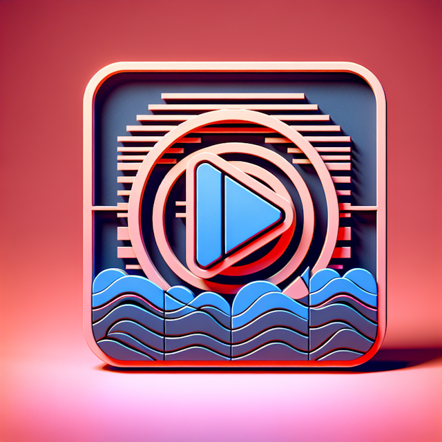 generate 3d popular video-sharing platform's emblem styled contemporary aesthetic carry warm pink hue while main elements ...