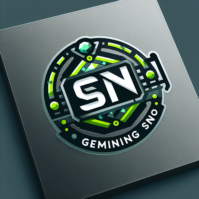 transparent 3d logo featuring code-name 'geming sn' design high-tech while using slate gray bright green primary elements ...