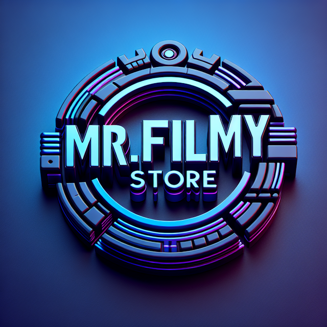 detailed 3d featuring high-tech style movie channel logo dark blue primary elements logo incorporate shades blue violet st...