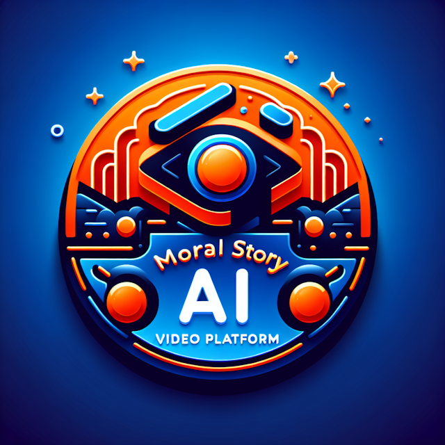 visualize realistic 3d moral story ai logo modern design style showcasing vibrant orange as color dark blue as primary ele...