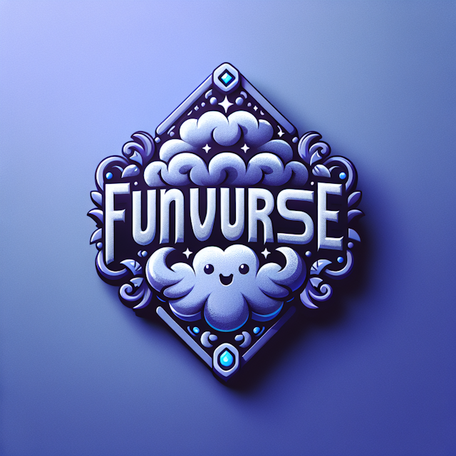 fluffy digital logo designed gamers mind logo boasts vintage aesthetic featuring elements intricately designed blue violet...