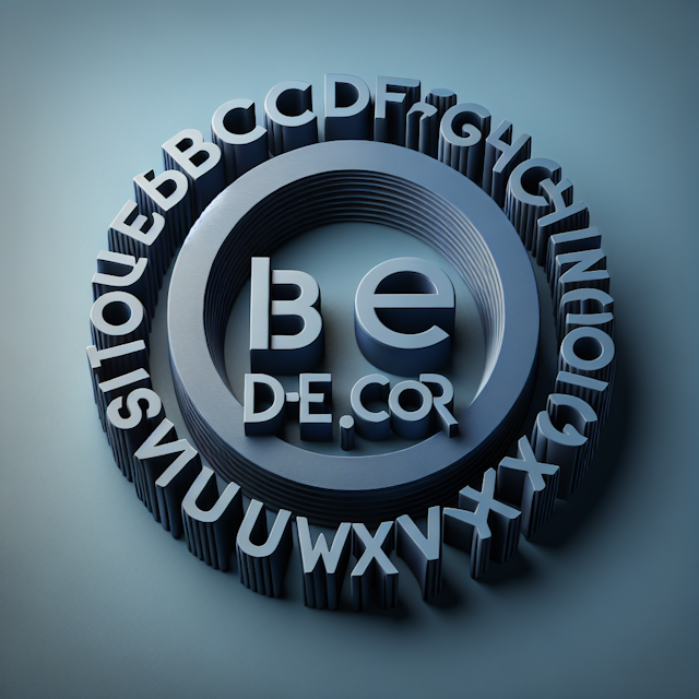 realistic 3d logo concept design feature all uppercase letters alphabet arranged circle synchronously below circle display...