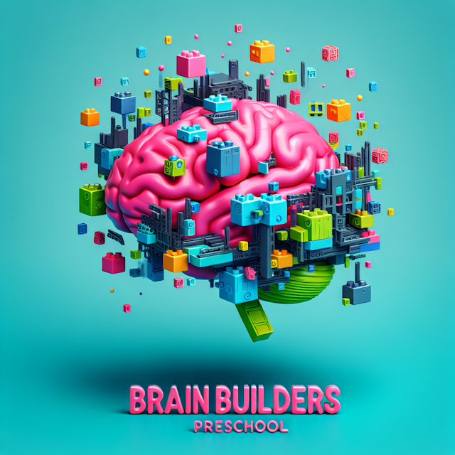 high-tech three-dimensional levitating composed brain building blocks all rendered assortment vivid colors imagery backdro...