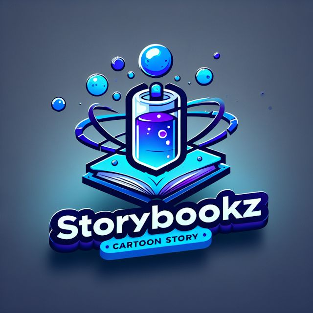 high-tech levitating 3d logo cartoon story channel named 'storybookz' logo stand out slate gray its primary elements embod...