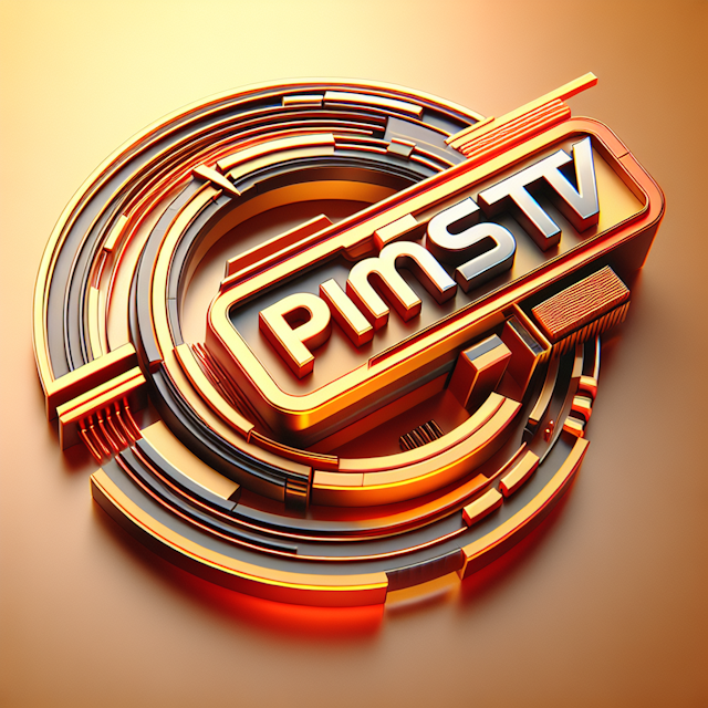 generate realistic 3d high-tech news channel logo logo have golden primary elements bold orange red colors name 'primetvfa...