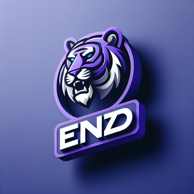 modern-style 3d floating logo featuring purple tiger its mouth open medium slate blue primary elements logo blue violet lo...