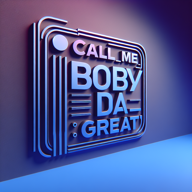 realistic 3d high-tech styled logo wall reads 'call_me_bobby_da_great' keep color as medium slate blue primary elements sh...