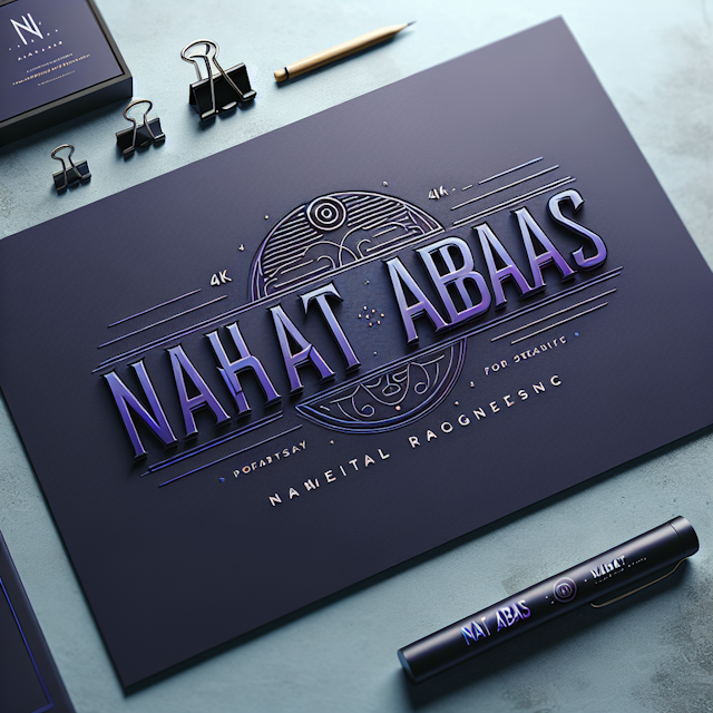 professional photorealistic high-resolution digital art logo design elegant typography name 'najat abbas' focal point disp...