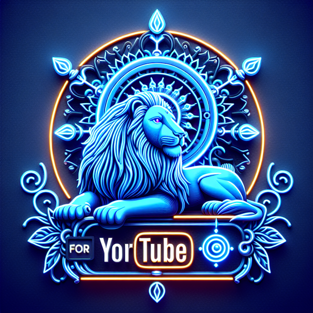 vivid realistic 3d combines lion ashok chakra both rendered striking blue color design these elements have neon style allo...