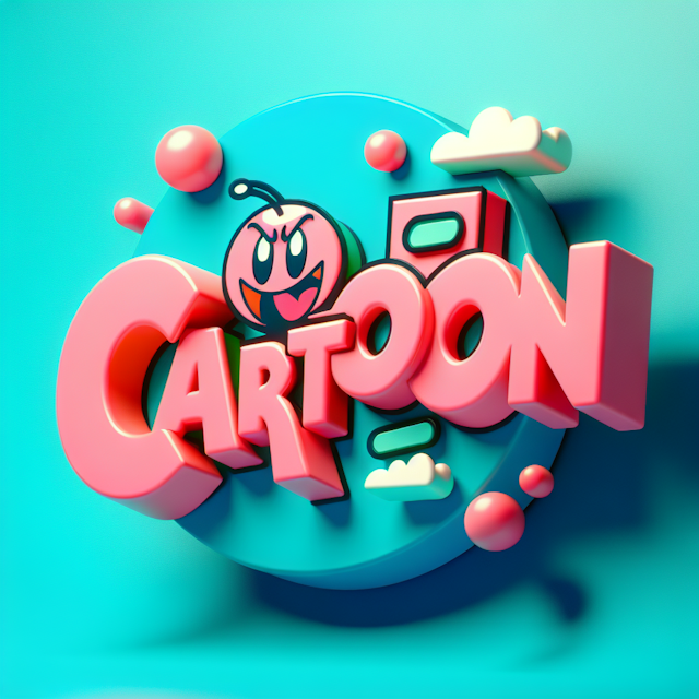 generate realistic 3d featuring lighthearted animated-themed logo design have playful cartoon-inspired aesthetic turquoise...