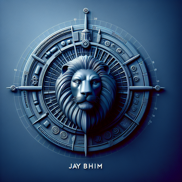 high-tech 3d realistic lion's face prominently embossed foreground behind lion symbolic wheel 24 spokes implying authority...