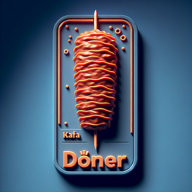 generate realistic 3d featuring döner kebab design minimalist medium slate blue primary elements including delectably prep...