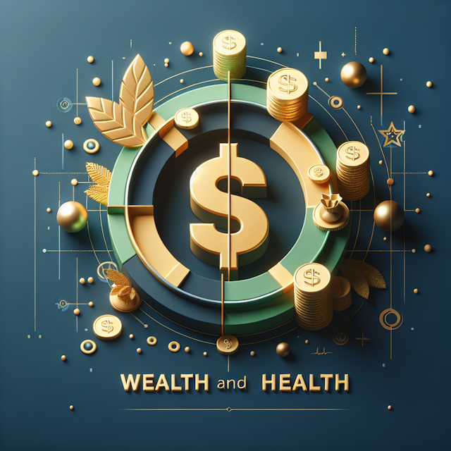 representing realistic 3d logo design theme logo 'wealth health' it have minimalist style plethora money elements symboliz...