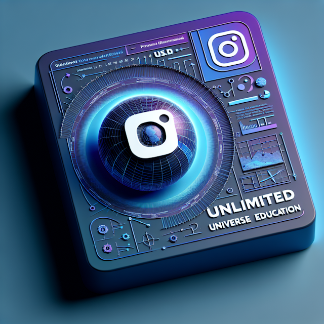 generate realistic 3d instagram banner theme power education design banner high-tech incorporating medium slate blue blue-...