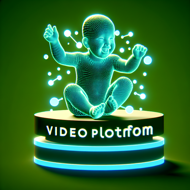 generate 3d small child who appears joyfully dancing highlight high-tech design elements strong luminous green as color pr...