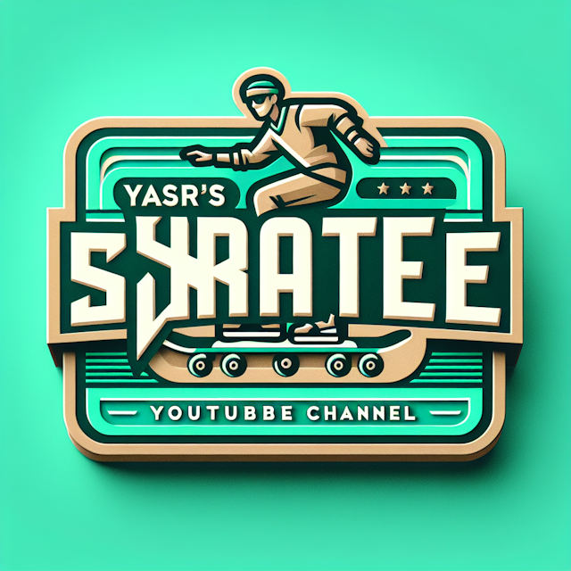 3d levitating youtube channel logo showcasing theme professional inline skating design reflect high-tech vibe sea green co...