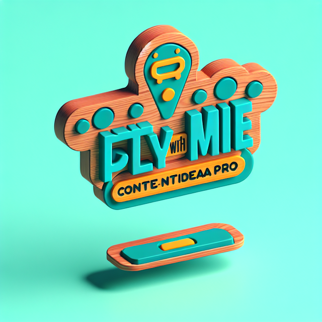 3d playful levitating logo words 'play me' logo sea green primary elements burlywood color name 'contentideapro' prominent...