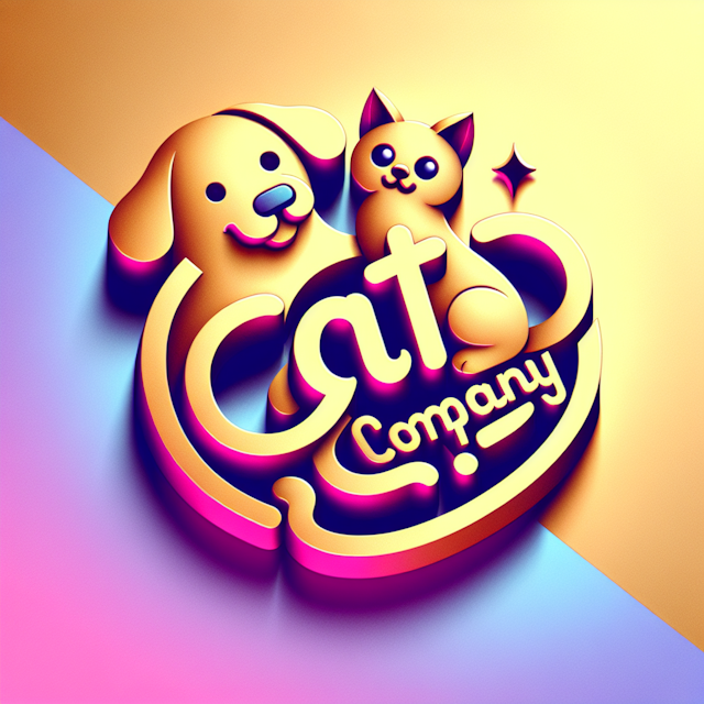 gradient 3d logo features playful dog cat design channel essence cartoons have golden primary elements including dog cat t...