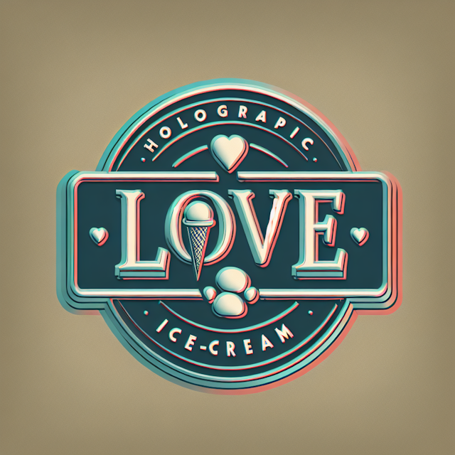 holographic 3d featuring vintage-style love ice-cream logo logo designed khaki primary elements slate gray word 'dog' prom...