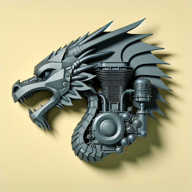 3d dragon's head crafted metallic textures which serves as front motor dragonhead primary elements carry aesthetic reminis...